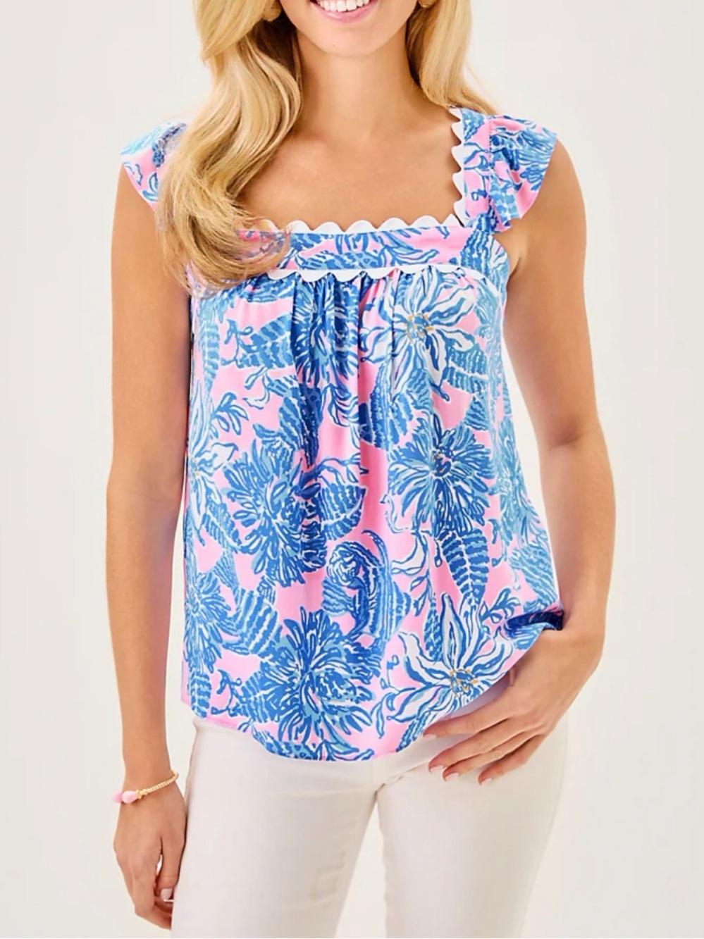 Lilly Pulitzer GYAH SLEEVELESS TOP CONCH SHELL PINK UP SCALE